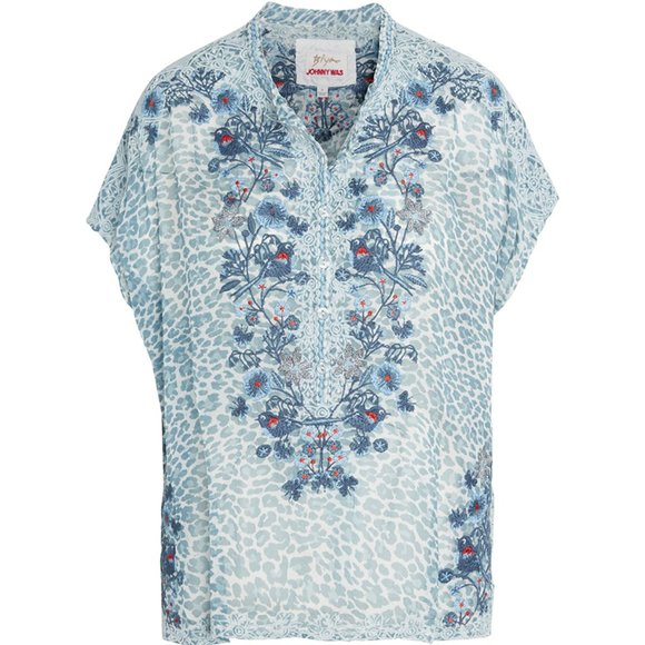 Johnny Was Bluewell Animal Printed Silk Chiffon - Picture 7 of 7